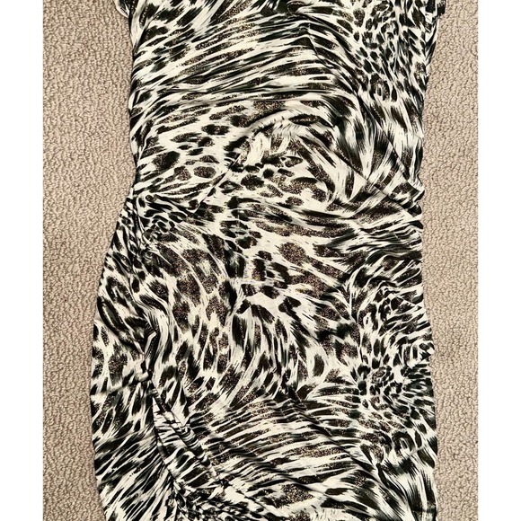 Y2K Body Central Sparkling Cheetah Print One Shoulder Body Con Padded Dress M/L - Picture 9 of 12